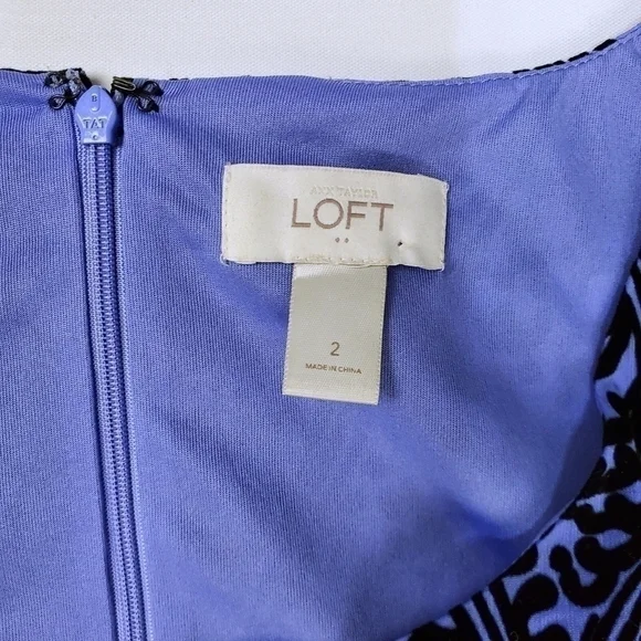 Loft Blue Suede Embroidered Light Shift Dress 2 - Picture 4 of 11